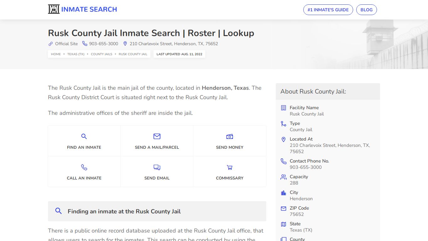 Rusk County Jail Inmate Search | Roster | Lookup